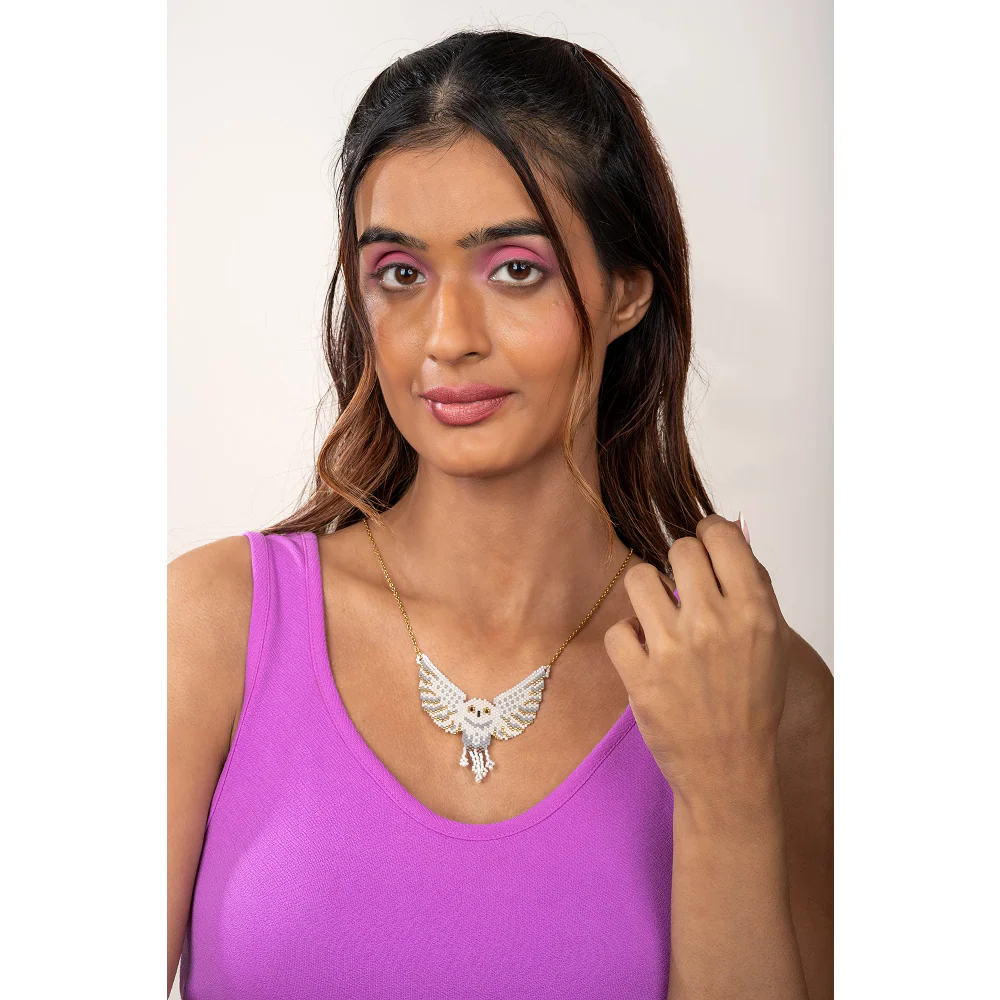Jenni & Janki Handcrafted Miyuki Owl Necklace - Image 2