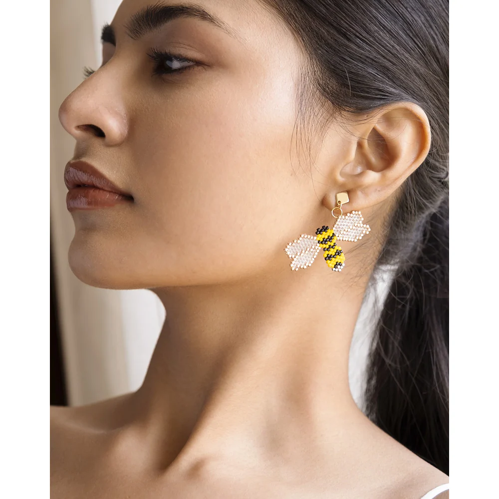 Jenni & Janki Handcrafted Miyuki Sun Bee Earrings - Image 2