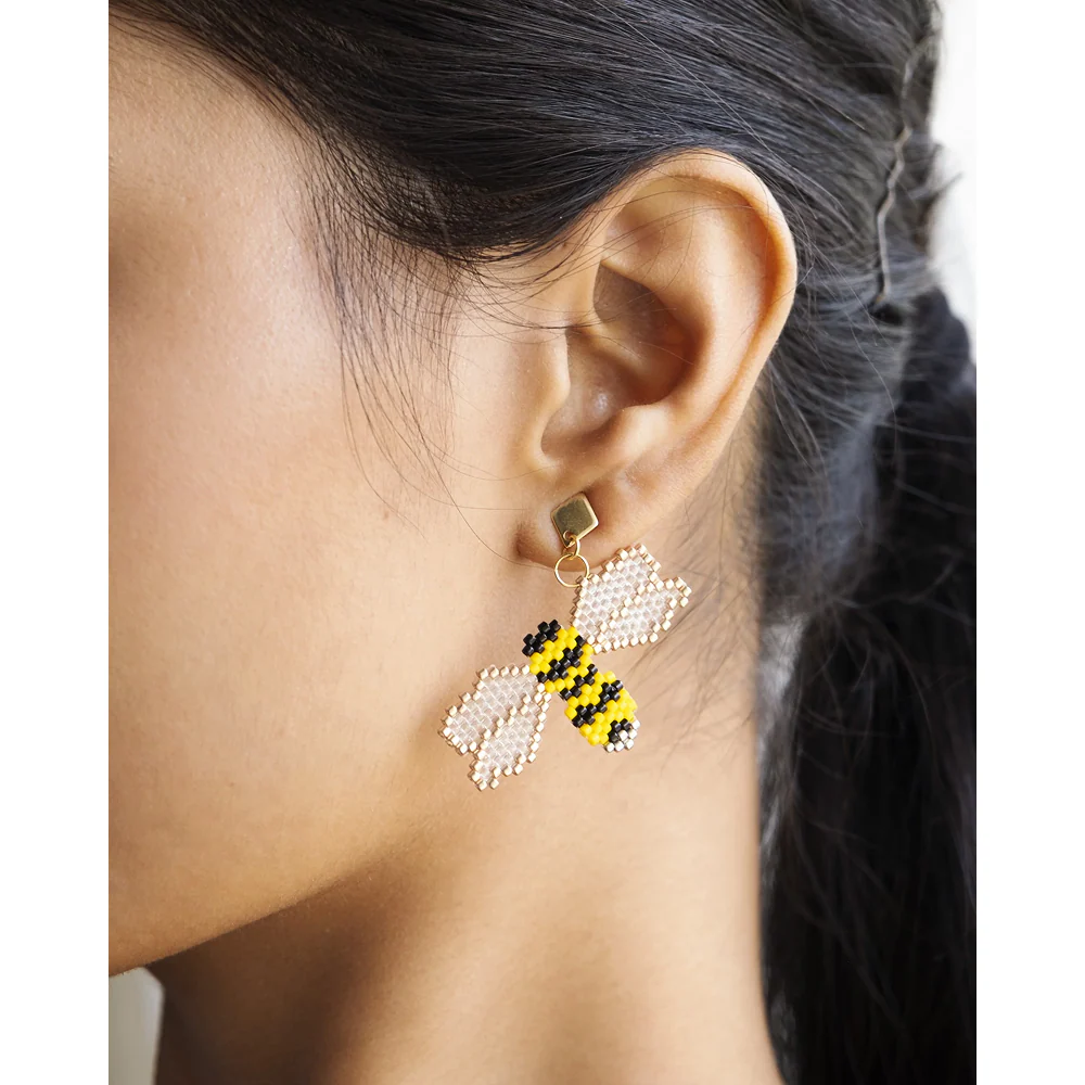 Jenni & Janki Handcrafted Miyuki Sun Bee Earrings - Image 3