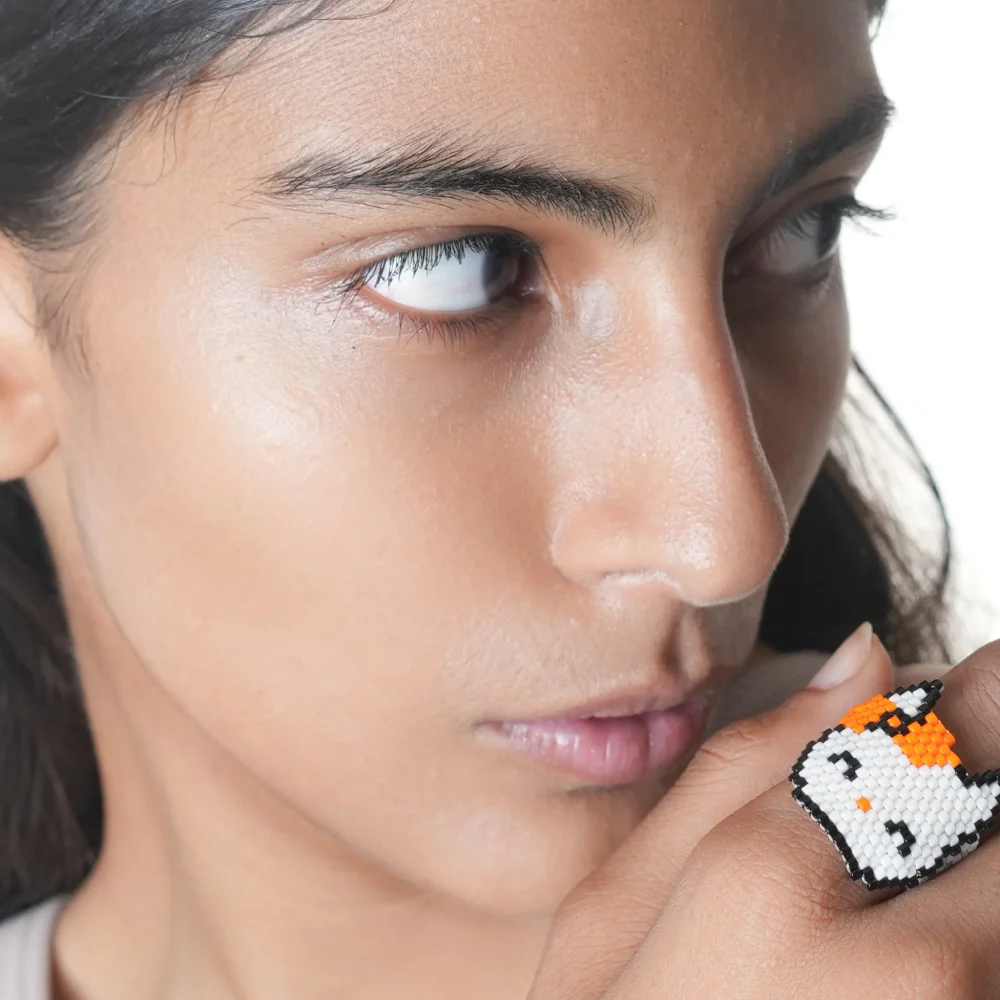 Jenni & Janki Sweet Kitty Face Miyuki Delica Beaded Ring - Image 2