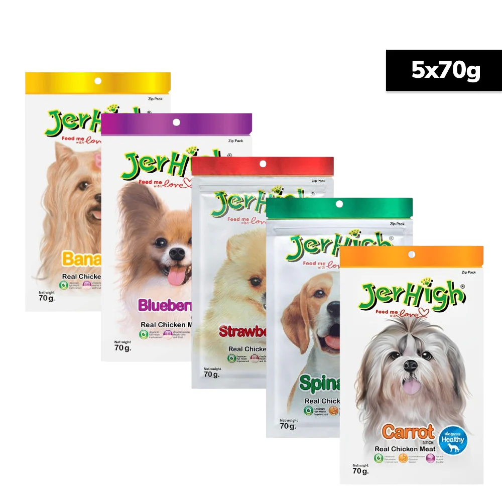 JerHigh 5 Flavour Real Stick Dog Treat Combo