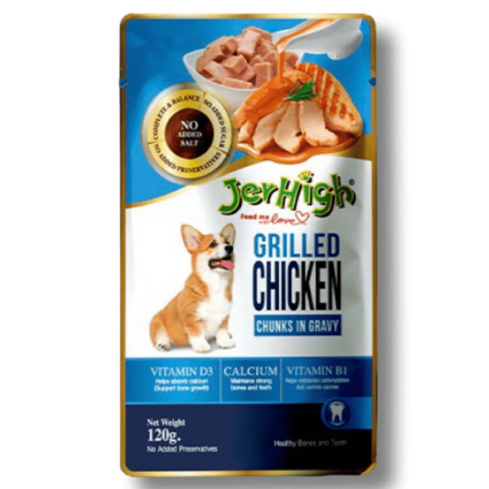 JerHigh Chicken Grilled in Gravy and Chicken And Liver in Gravy Dog Wet Food Combo - Image 2