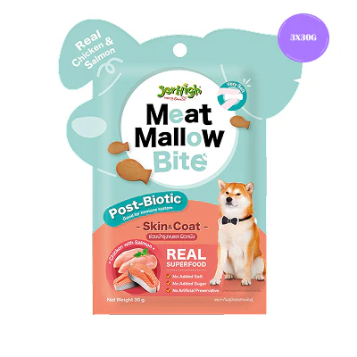 JerHigh Chicken with Salmon Meat Mallow Bite for Skin & Coat Dog Treats - Image 3