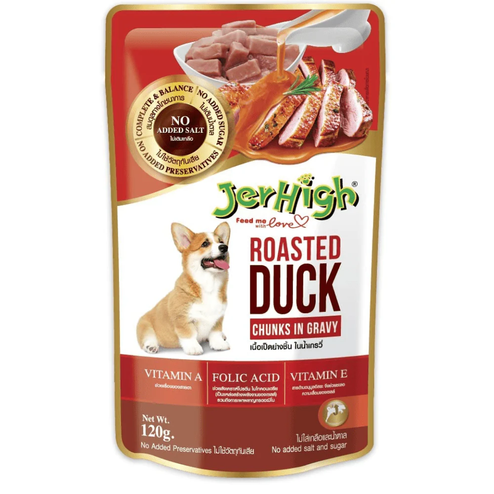 JerHigh Roasted Duck in Gravy and Chicken And Liver in Gravy Dog Wet Food Combo - Image 2
