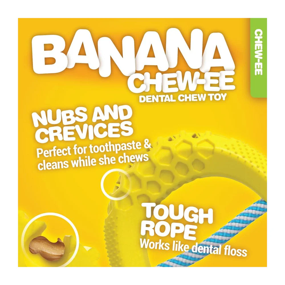 JW Banana Chew ee Dental Toy for Dogs (Yellow) - Image 3