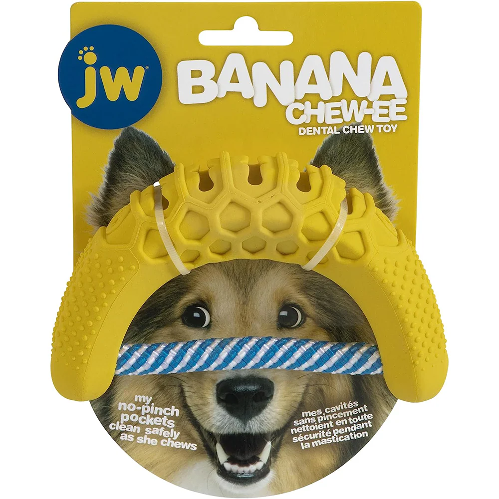 JW Banana Chew ee Dental Toy for Dogs (Yellow) - Image 4