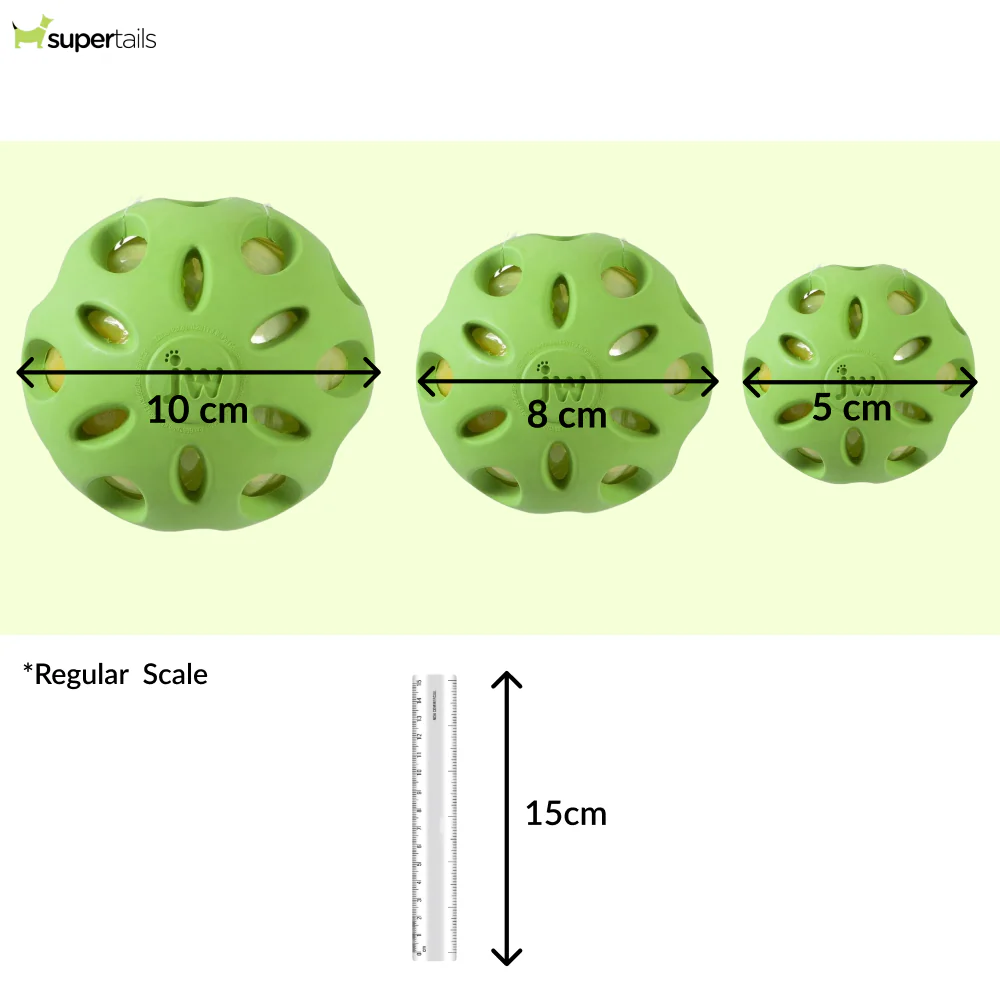 JW Crackle Heads Crackle Ball Toy for Dogs (Green) - Image 2