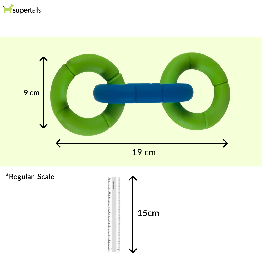 JW Invincible Chains Triple Toy for Dogs (Green/Blue) - Image 2