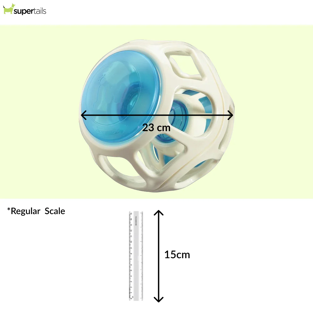 JW Rockin Treat Ball Toy for Dogs (White/Blue) - Image 2