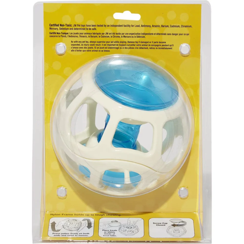 JW Rockin Treat Ball Toy for Dogs (White/Blue) - Image 3
