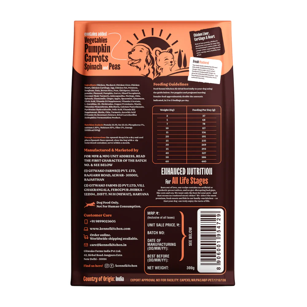 Kennel Kitchen Air Dried Chicken and Mackerel Puppy & Adult Dog Dry Food (All Life Stage) - Image 7
