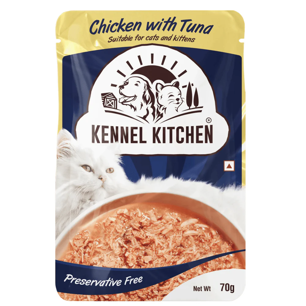 Kennel Kitchen Chicken with Tuna Shreds in Gravy Wet Food and Creameroo Crab with Mackerel Creamy Cat Treats Combo - Image 3