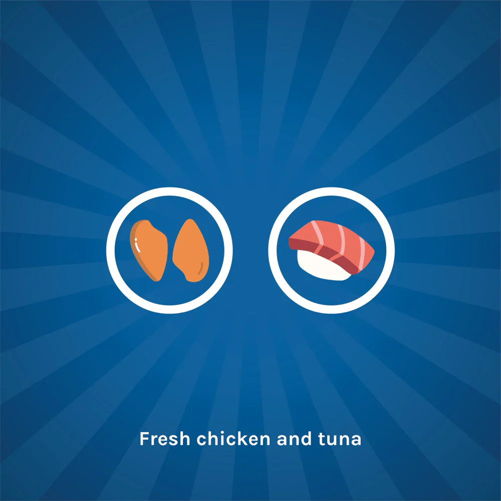 Kennel Kitchen Chicken with Tuna Shreds in Gravy Wet Food and Creameroo Crab with Mackerel Creamy Cat Treats Combo - Image 6