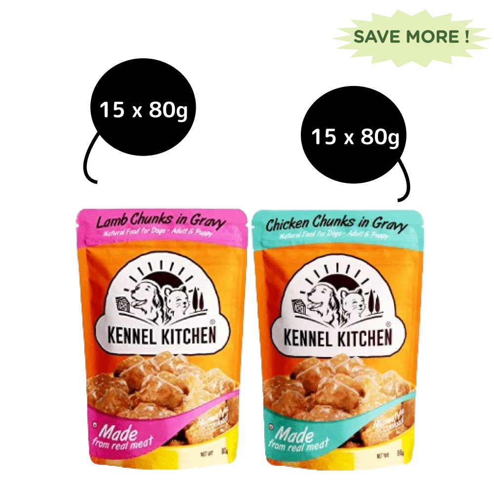 Kennel Kitchen Lamb Chunks in Gravy and Chicken Chunks in Gravy Adult and Puppy Dog Wet Food (All Life Stage) Combo - Image 3