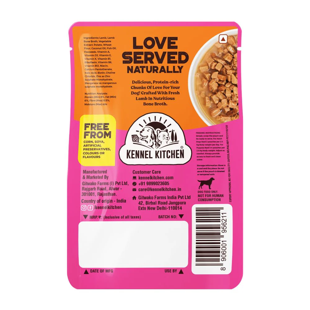 Kennel Kitchen Lamb Chunks in Gravy Puppy & Adult Dog Wet Food (All Life Stage) - Image 3