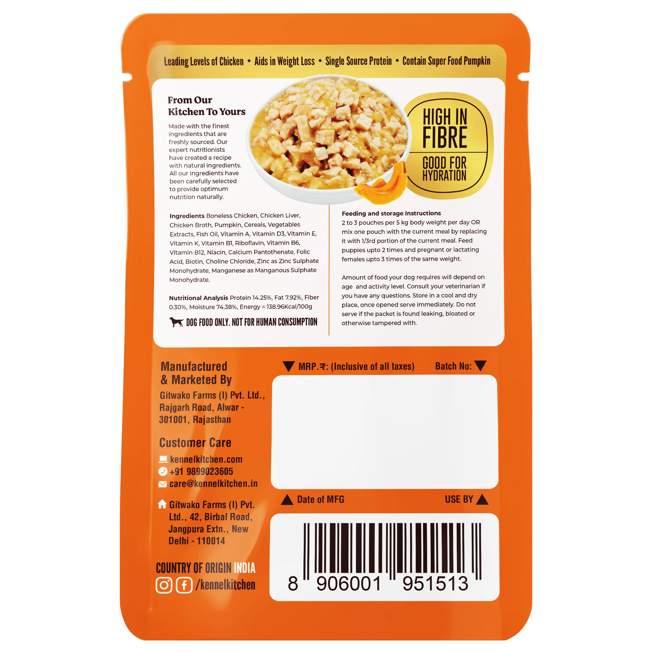 Kennel Kitchen Supreme Cuts in Gravy Chicken Recipe with Pumpkin Puppy & Adult Dog Wet Food (All Life Stage) - Image 16