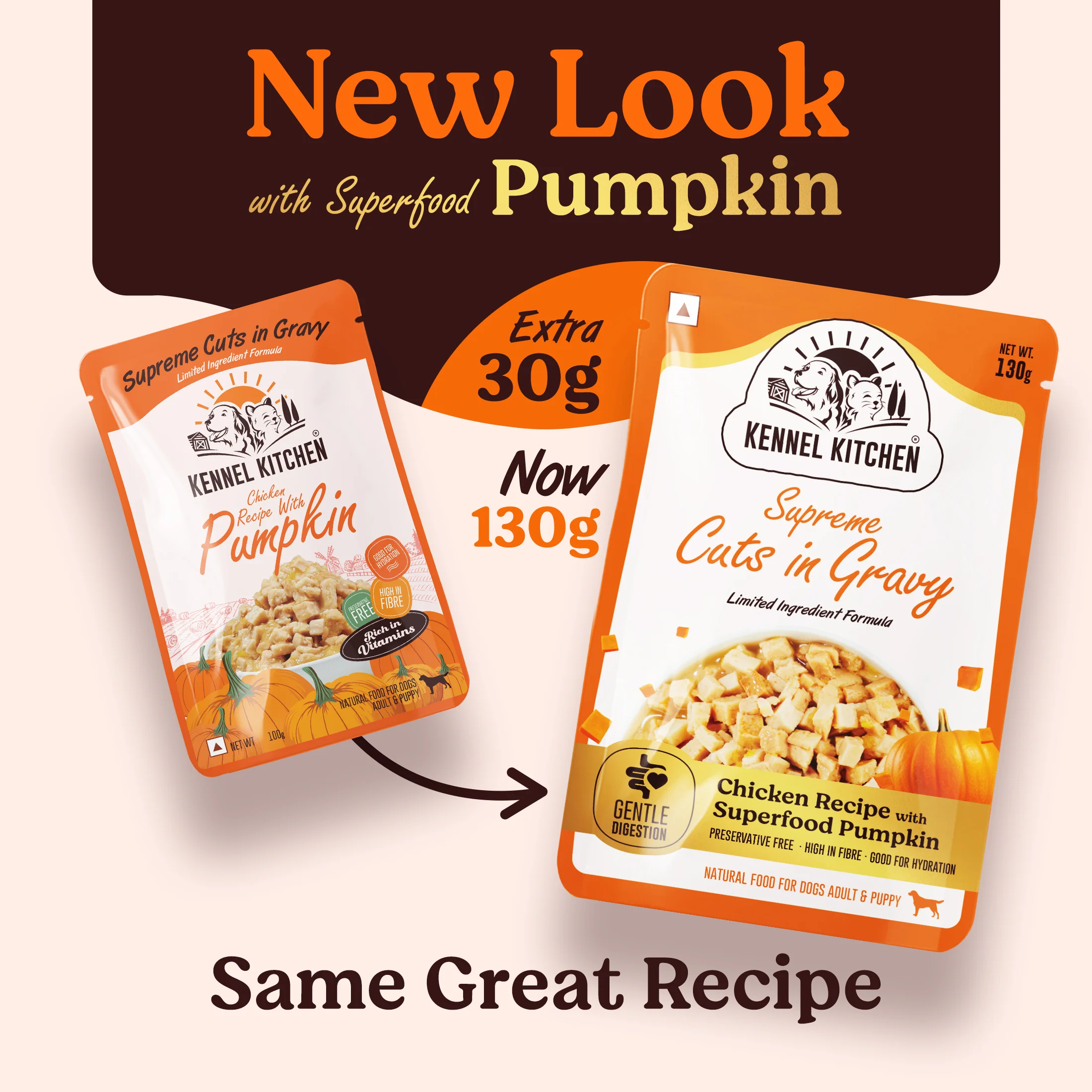 Kennel Kitchen Supreme Cuts in Gravy Chicken Recipe with Pumpkin Puppy & Adult Dog Wet Food (All Life Stage) - Image 2
