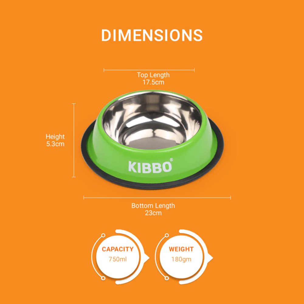 Kibbo Anti Skid Stainless Steel Bowl for Dogs and Cats (Green) - Image 4