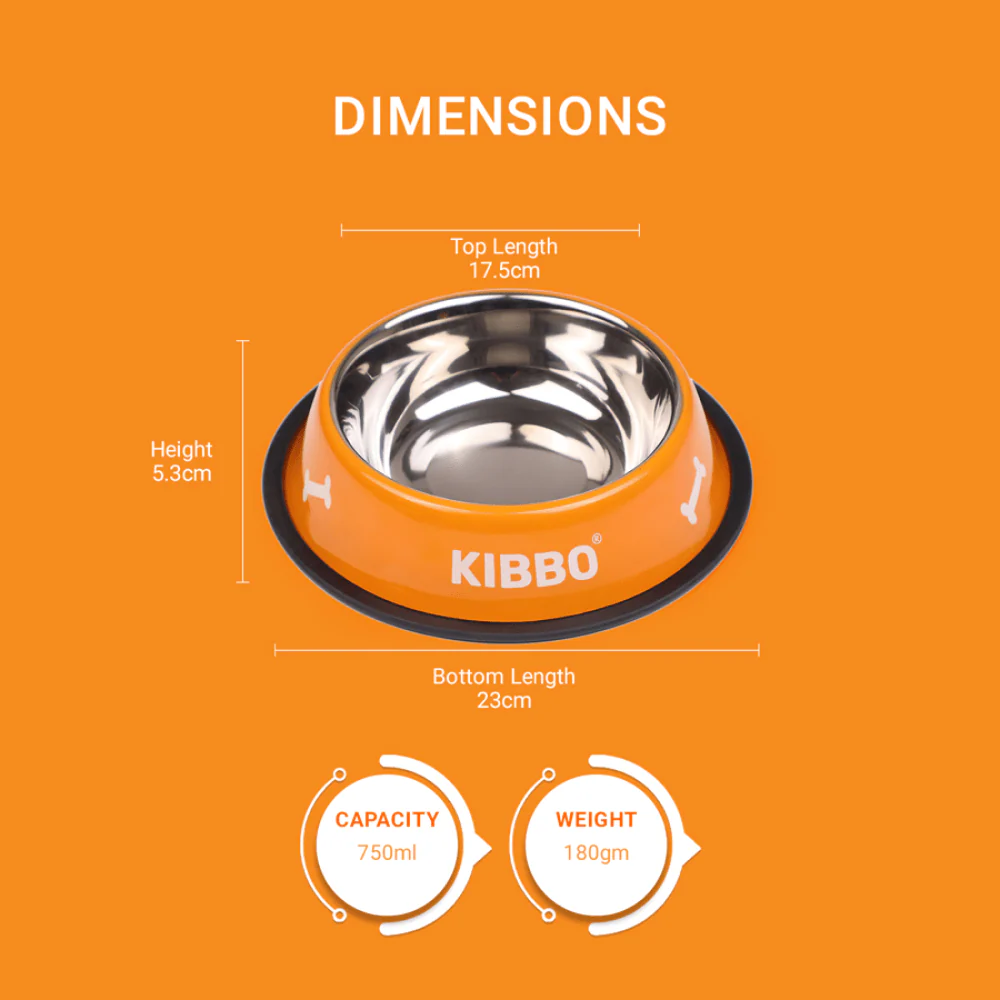 Kibbo Anti Skid Stainless Steel Plain Bowls for Dogs and Cats (Orange, Green, Blue) - Image 4