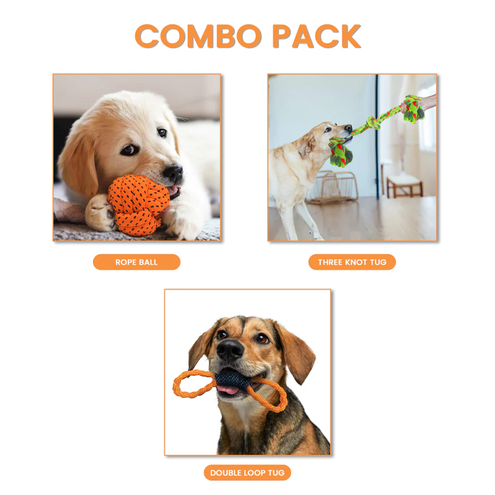 Kibbo Non Toxic and Durable Rope Chew Toy for Dogs and Cats (Pack of 3) - Image 3