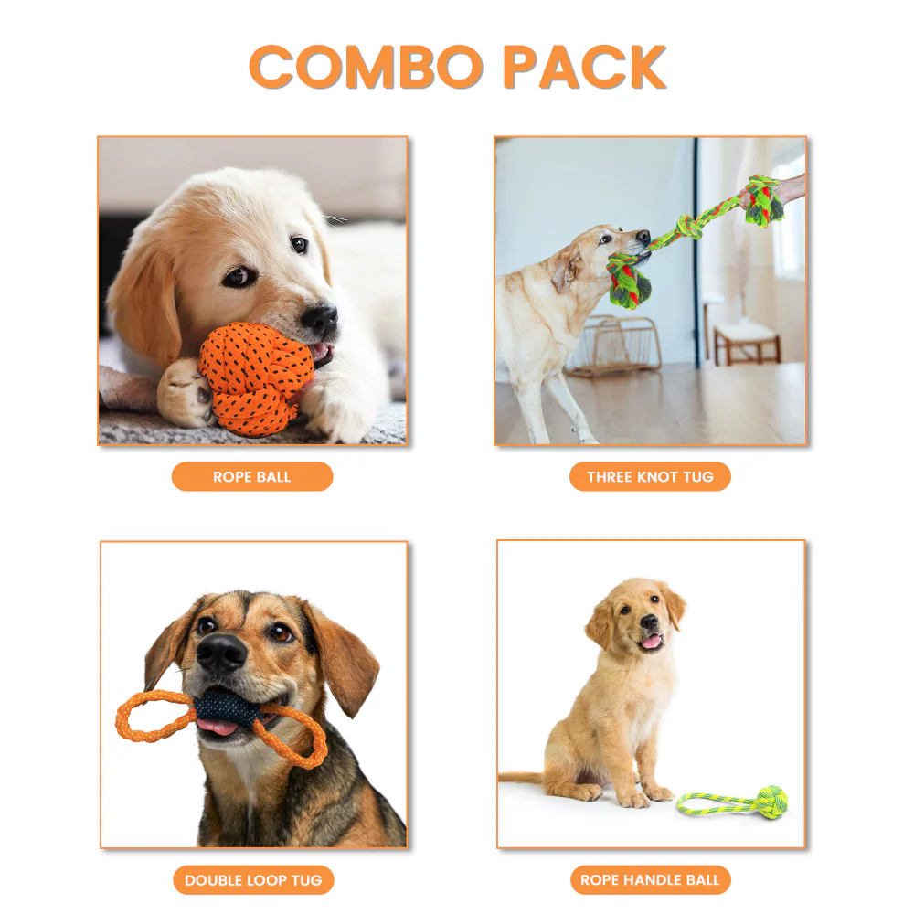 Kibbo Non Toxic and Durable Rope Chew Toy for Dogs and Cats (Pack of 4) - Image 3