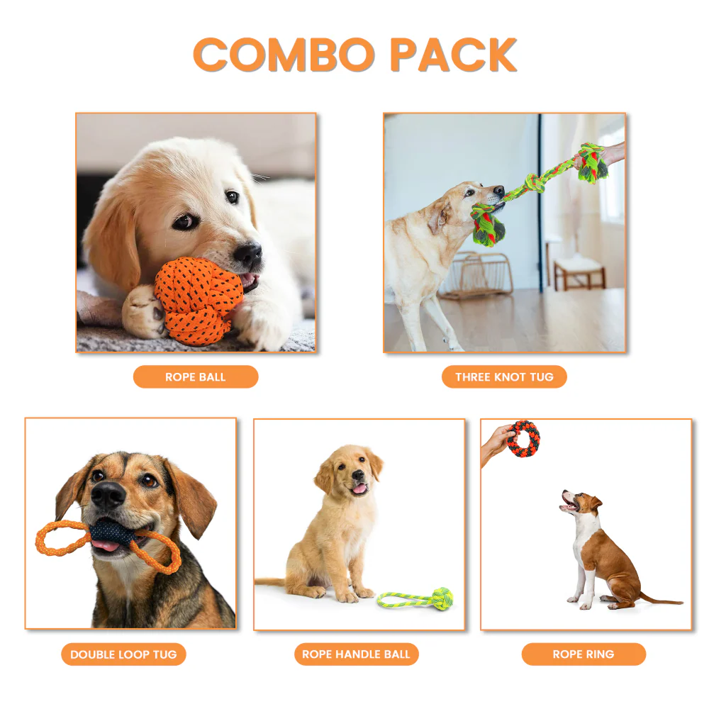 Kibbo Non Toxic and Durable Rope Chew Toy for Dogs and Cats (Pack of 5) - Image 3
