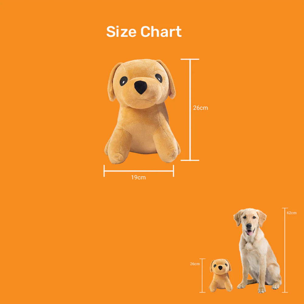 Kibbo Non Toxic & Durable Soft Stuffed Dog Shaped Toy for Dogs and Cats (Brown) - Image 2