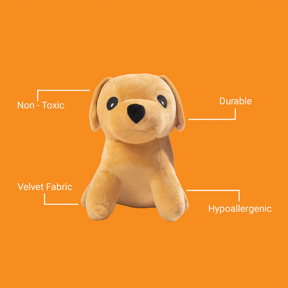 Kibbo Non Toxic & Durable Soft Stuffed Dog Shaped Toy for Dogs and Cats (Brown) - Image 3