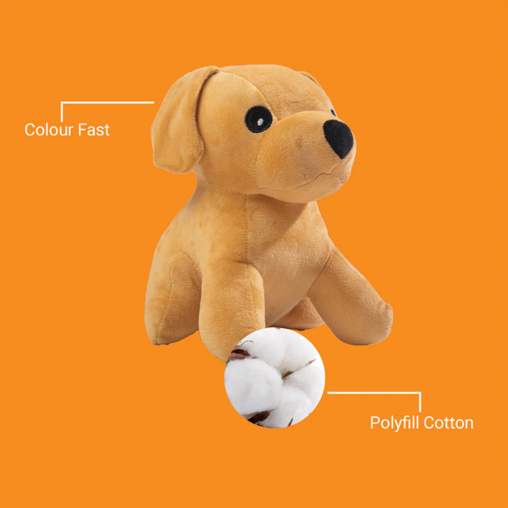 Kibbo Non Toxic & Durable Soft Stuffed Dog Shaped Toy for Dogs and Cats (Brown) - Image 4