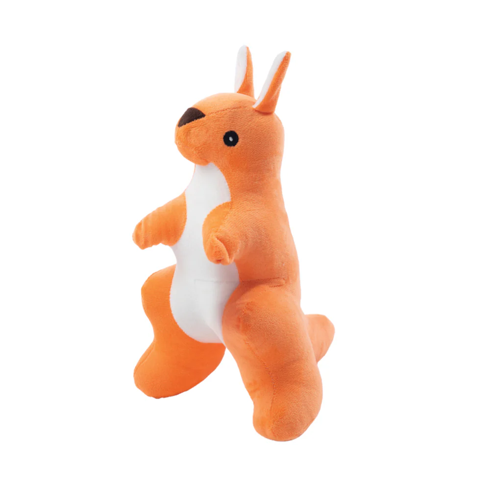 Kibbo Non Toxic & Durable Soft Stuffed Kangaroo Chew Toy for Dogs and Cats (Neon Red) - Image 5