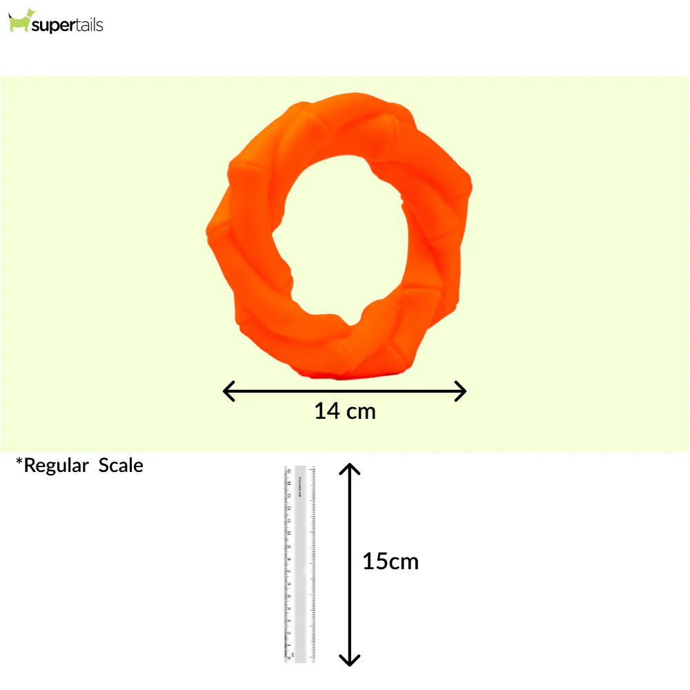 Kibbo Non Toxic Knotted Rubber Ring Chew Toy for Dogs and Cat (Orange) - Image 2