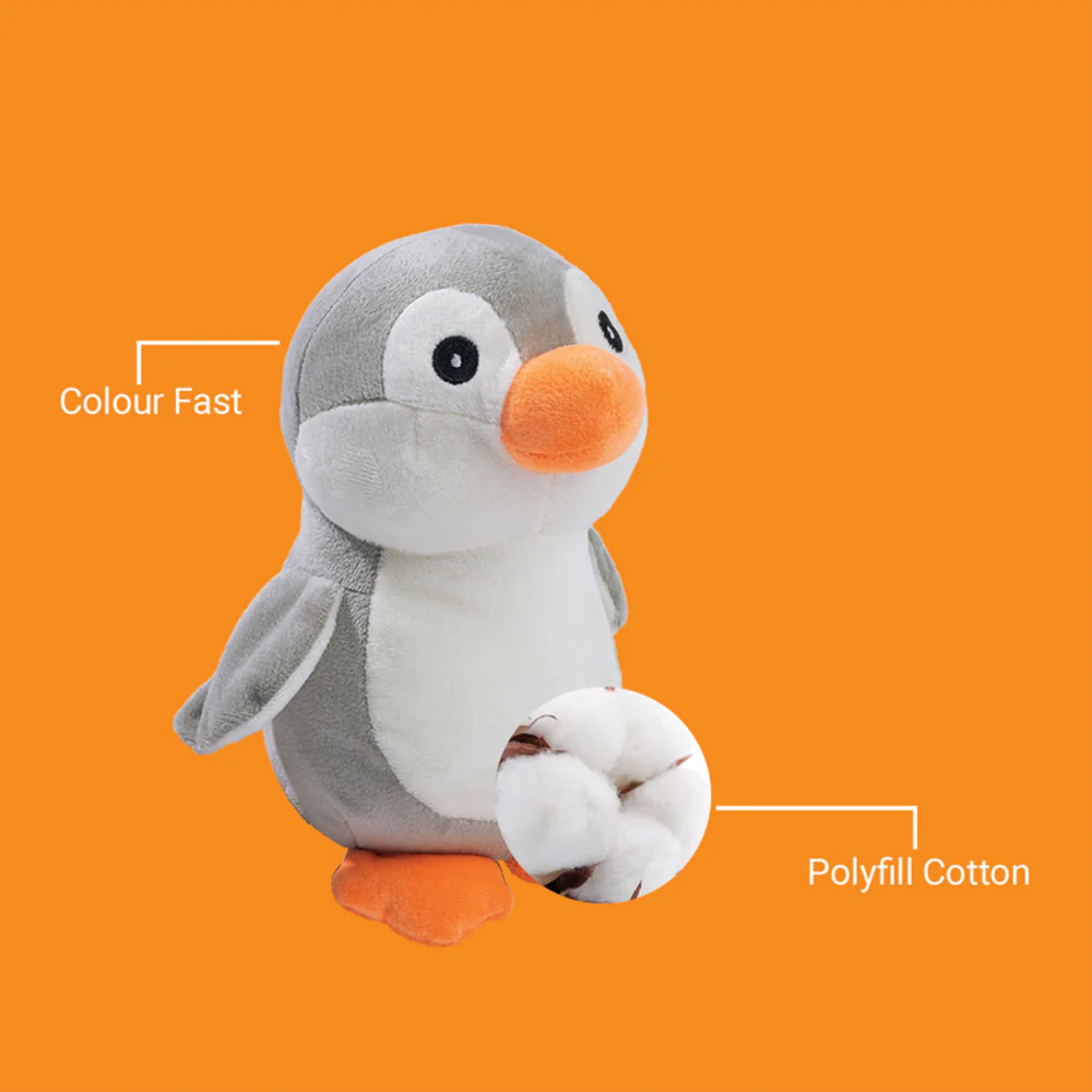 Kibbo Non Toxic Soft Playing Stuffed Penguin Toy for Dogs and Cat (Grey/White) - Image 3