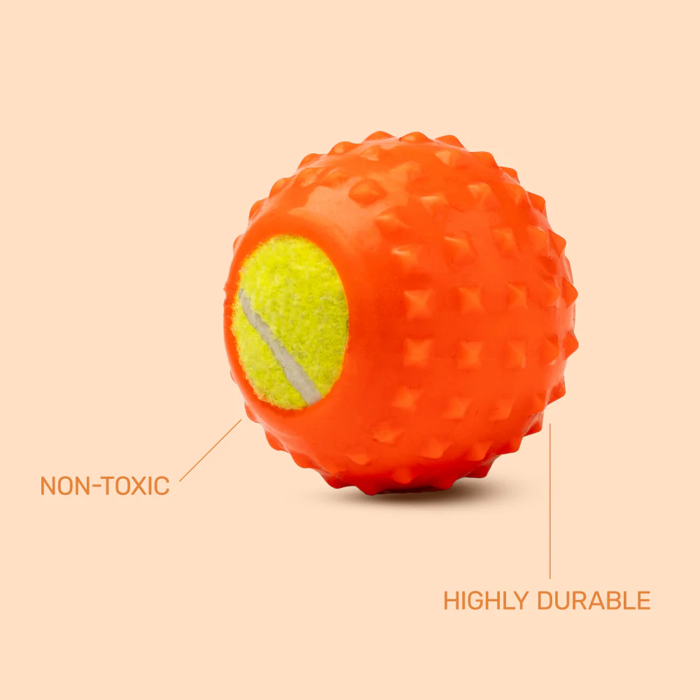 Kibbo Non Toxic Tennis Rubber Ball Chew Toy for Dogs and Cat (Orange) - Image 3