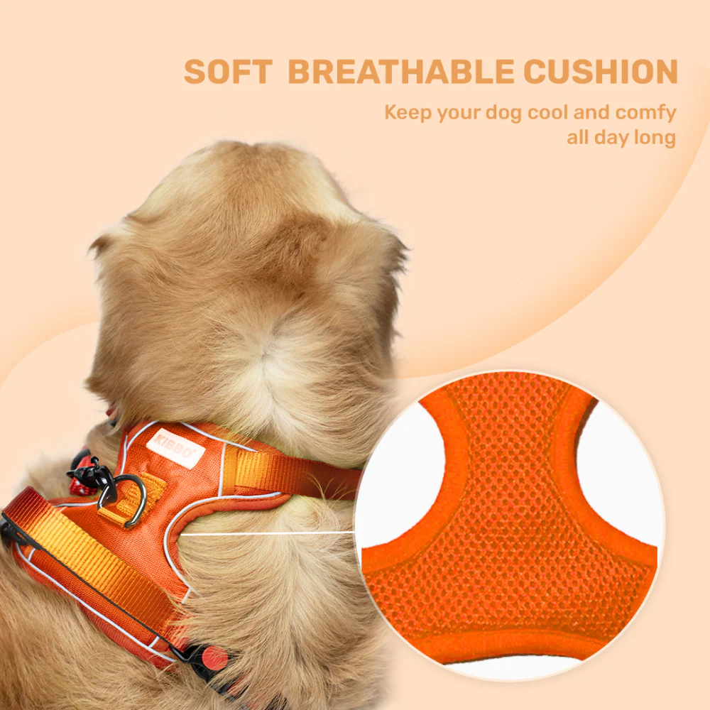 Kibbo Reflective Vest Harness with Dual Lock Buckle for Dogs (Orange) - Image 5