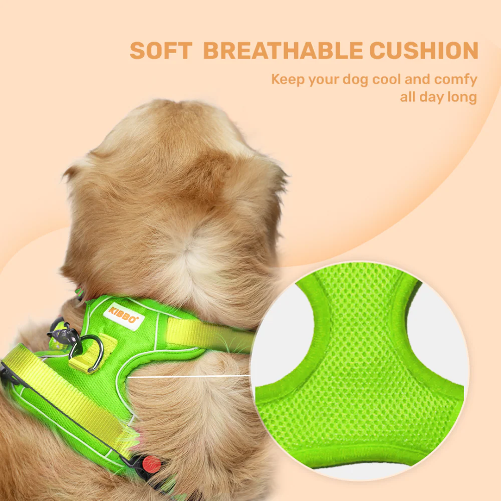Kibbo Reflective Vest Harness with Dual Lock Buckle for Dogs (Parrot Green) - Image 5