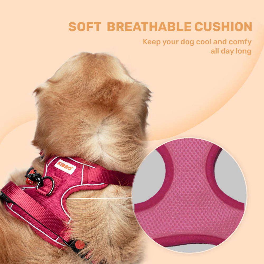 Kibbo Reflective Vest Harness with Dual Lock Buckle for Dogs (Pink) - Image 5