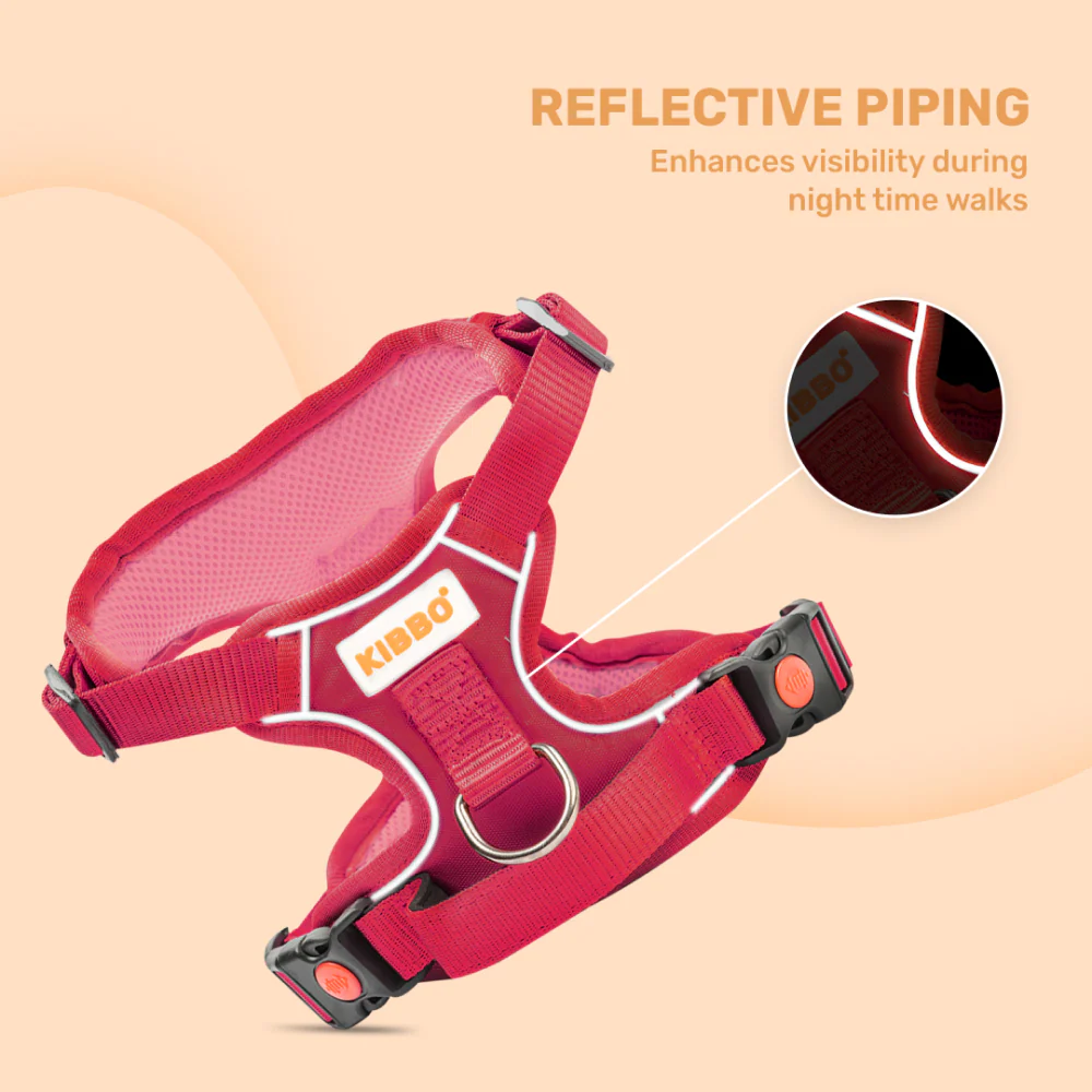 Kibbo Reflective Vest Harness with Dual Lock Buckle for Dogs (Pink) - Image 7