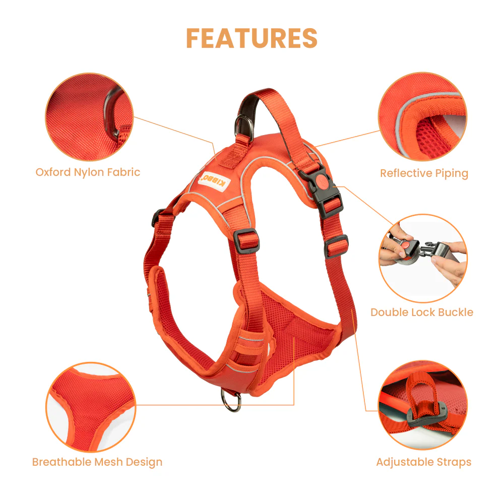 Kibbo Reflective Vest Harness with Dual Lock Buckle for Dogs (Red) - Image 4