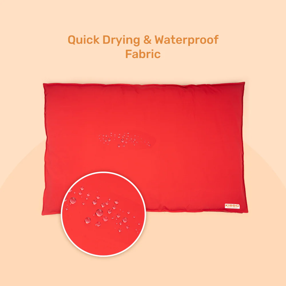 Kibbo Waterproof Flat Bed for Dogs and Cats (Red) - Image 3