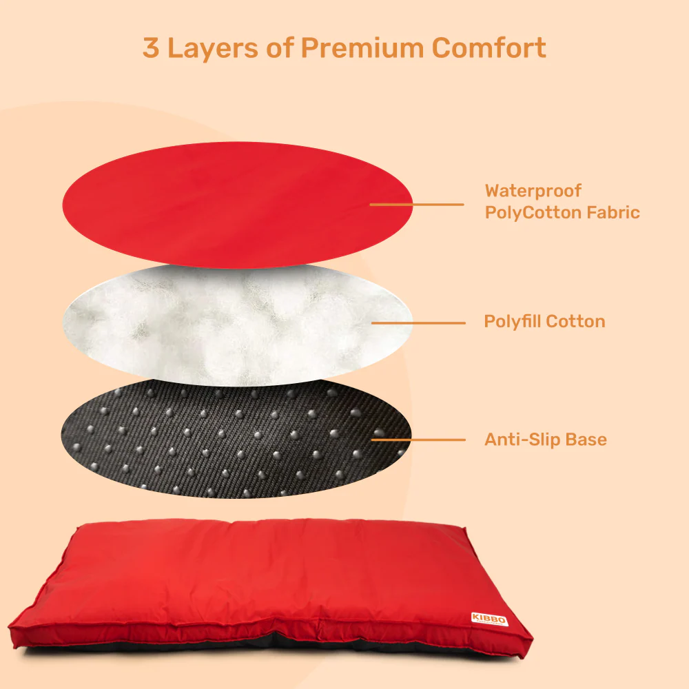 Kibbo Waterproof Flat Bed for Dogs and Cats (Red) - Image 5
