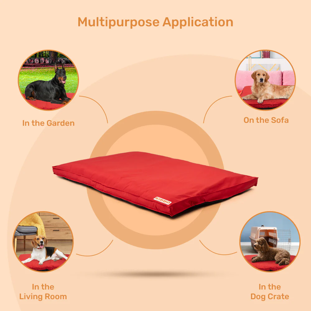 Kibbo Waterproof Flat Bed for Dogs and Cats (Red) - Image 7