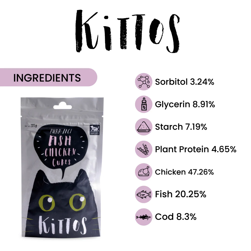 Kittos Purr fect Fish Chicken Cubes Cat Treats - Image 2