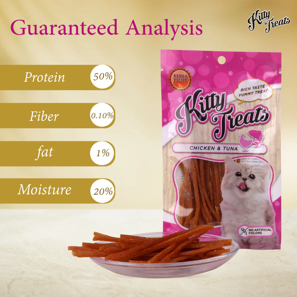 Kitty Treats Soft Chicken and Tuna, Chicken with Shrimp Flavour and Soft Chicken Jerky Sliced Cat Treats Combo - Image 12