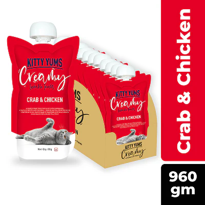 Kitty Yums Lickable Crab & Chicken Creamy Cat Treat - Image 2