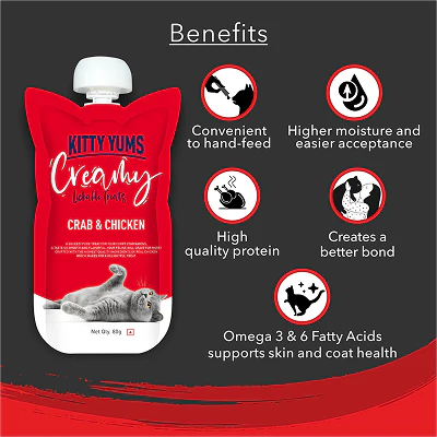 Kitty Yums Lickable Crab & Chicken Creamy Cat Treat - Image 7