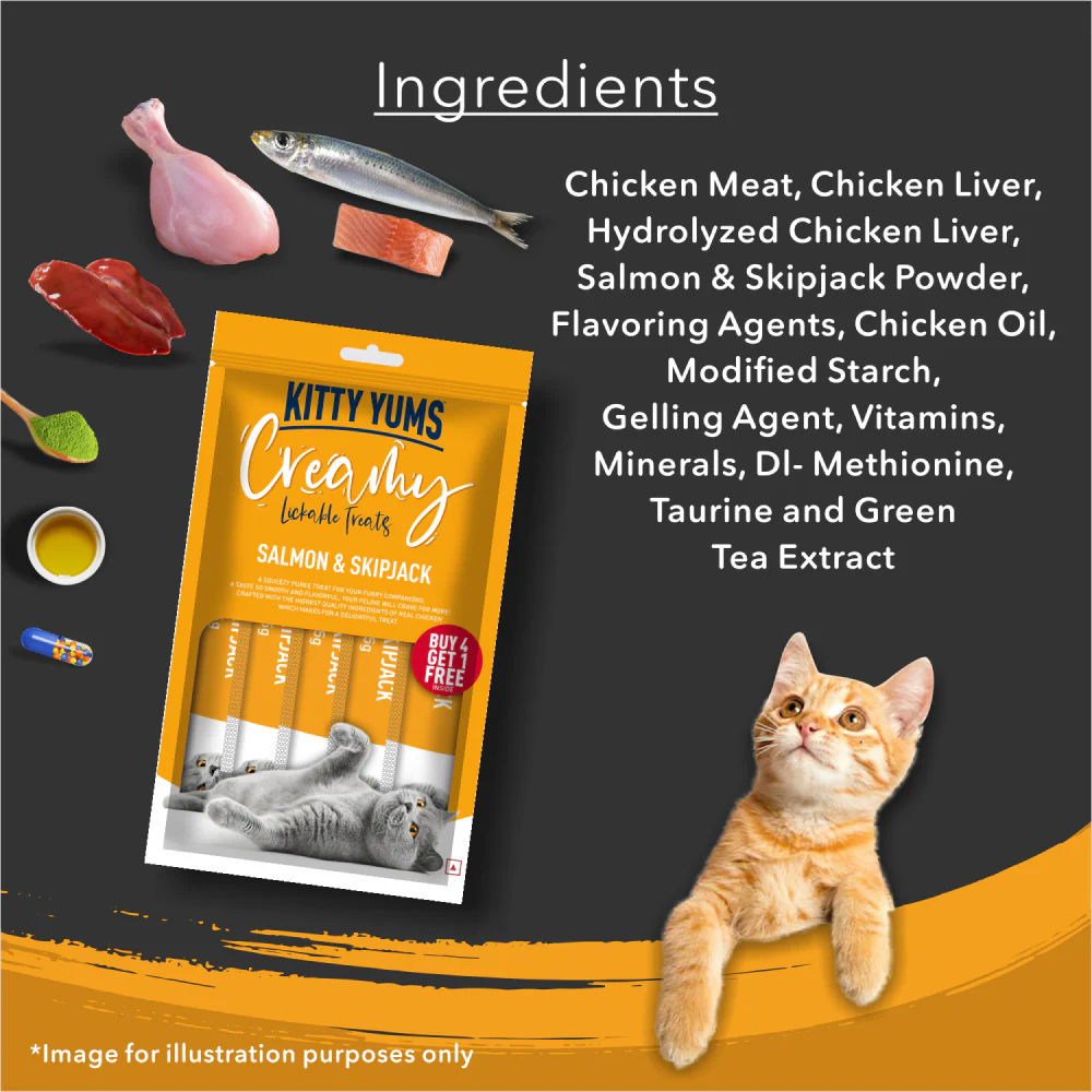 Kitty Yums Salmon & Skipjack Creamy Cat Treats - Image 2