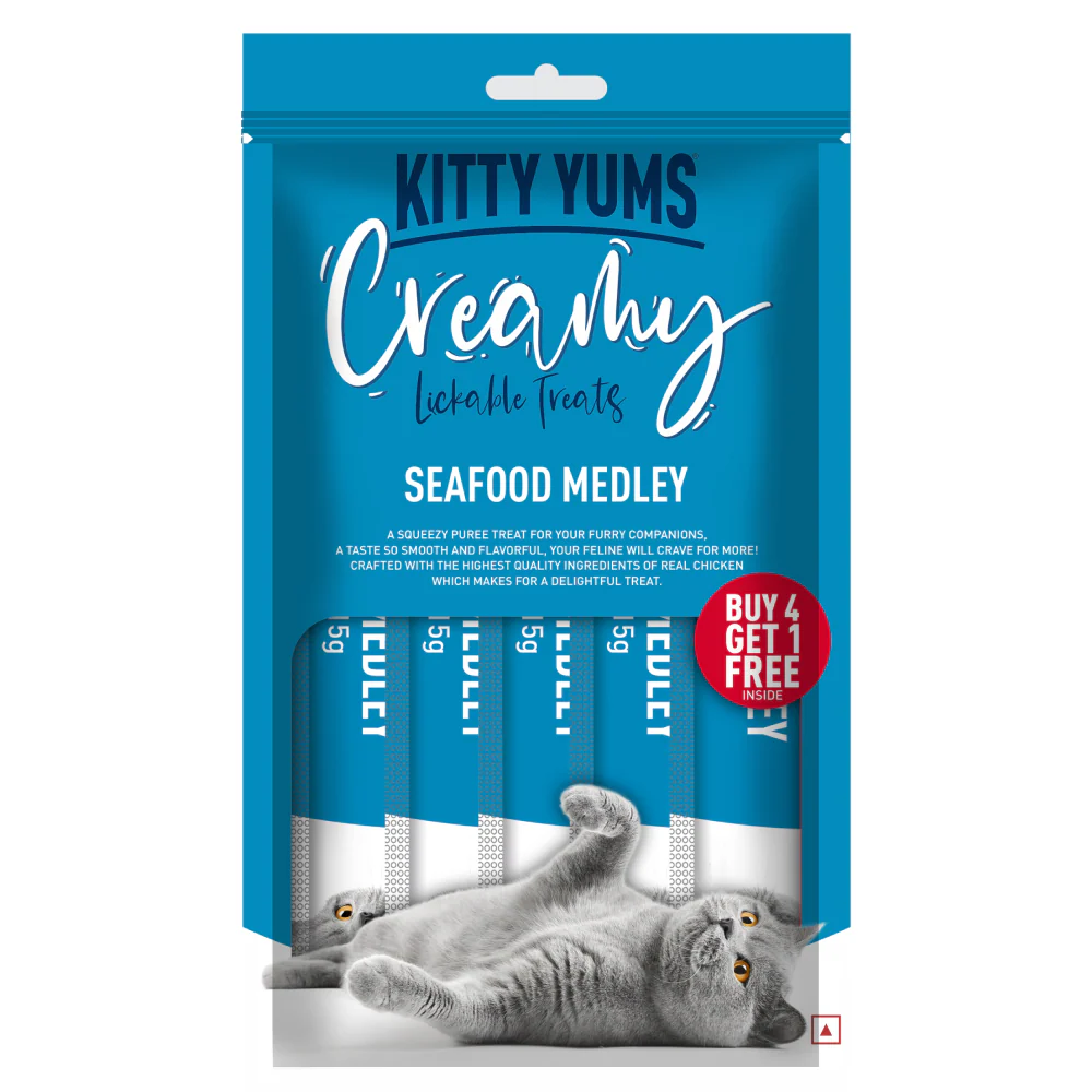 Kitty Yums Seafood Medley, Tuna & Bonito and Salmon & Skipjack Creamy Cat Treats Combo - Image 2
