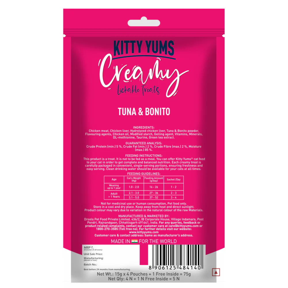 Kitty Yums Tuna & Bonito, Crab & Chicken and Salmon & Skipjack Creamy Cat Treats Combo - Image 4