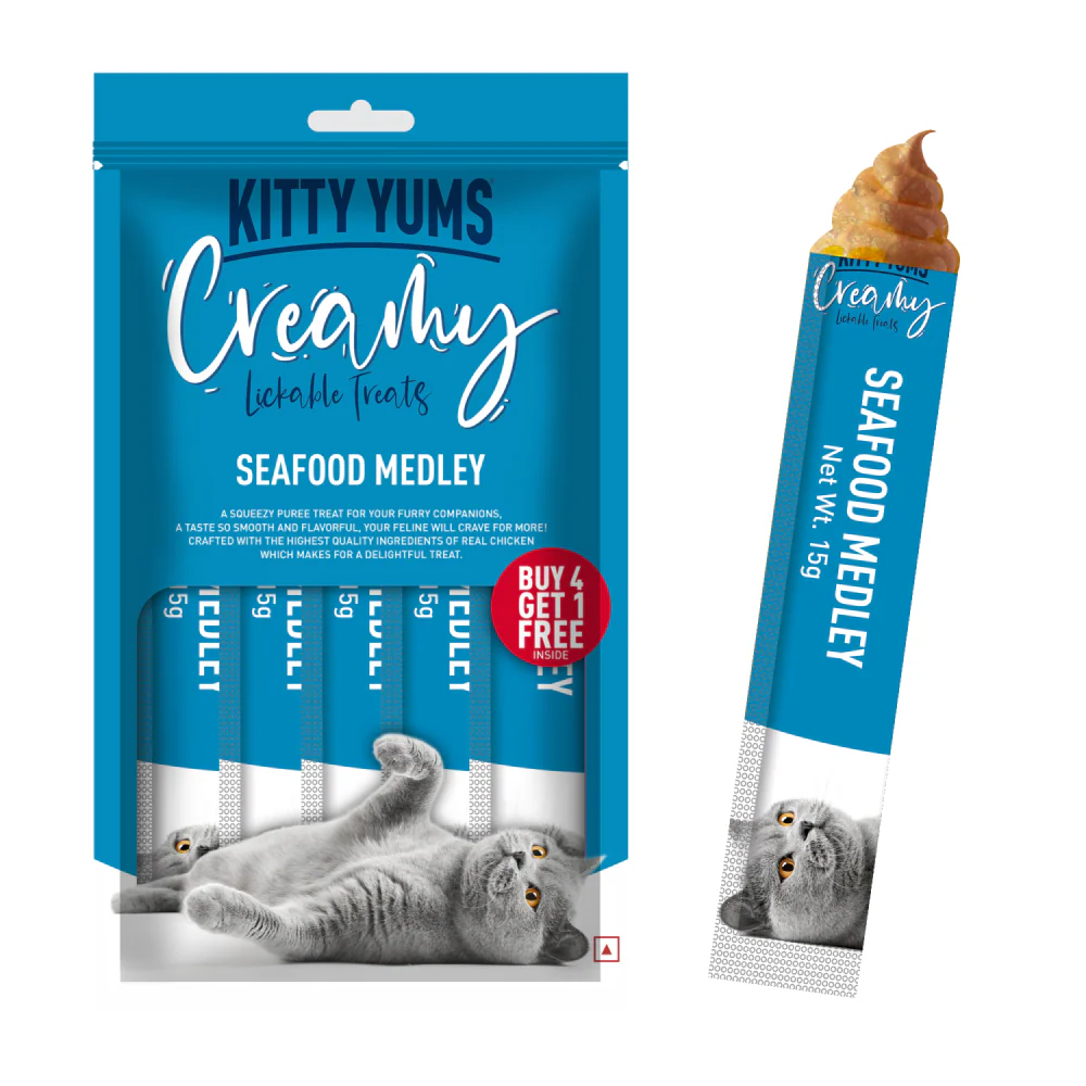 Kitty Yums Tuna & Bonito and Seafood Medley Creamy Cat Treats Combo - Image 5