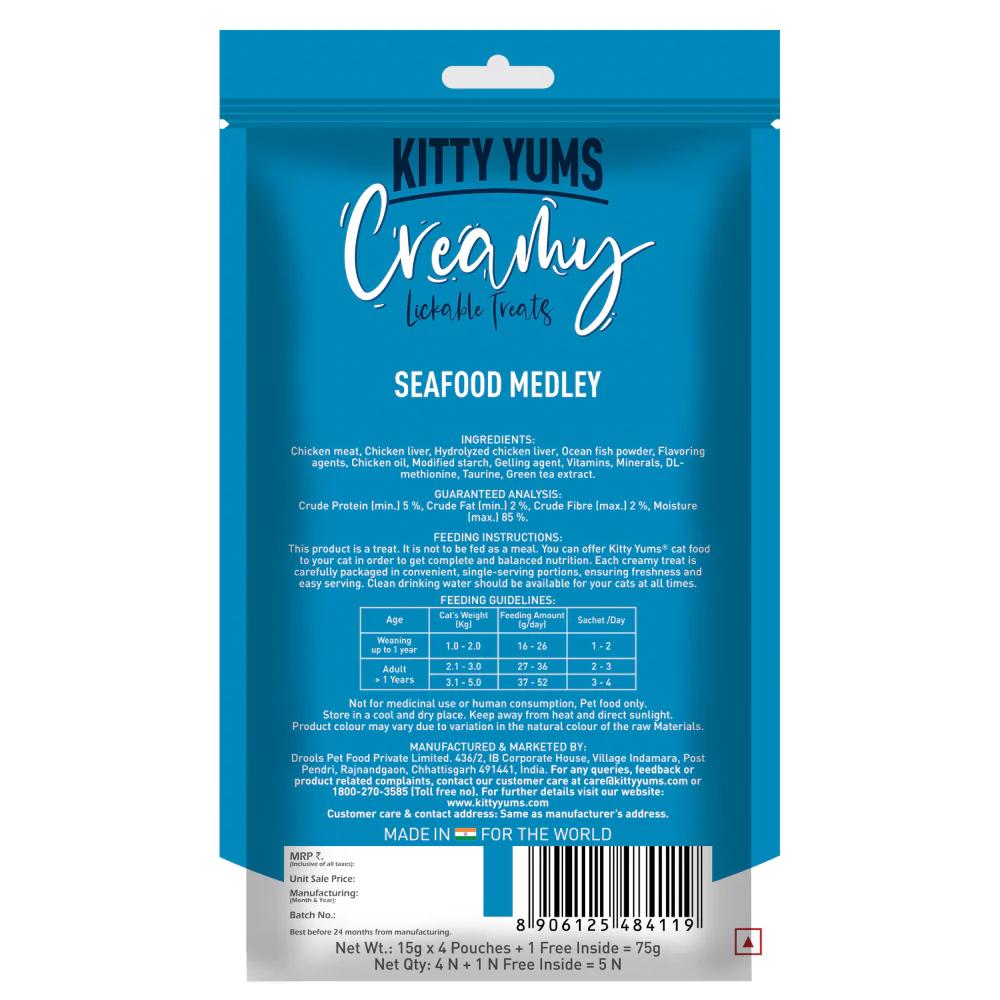 Kitty Yums Tuna & Bonito and Seafood Medley Creamy Cat Treats Combo - Image 7